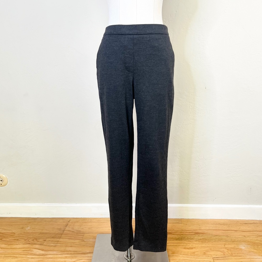 Theory Dress Pants Thaniel K Jersey‎ Flannel Size 4 Charcoal Grey Wool Pull On